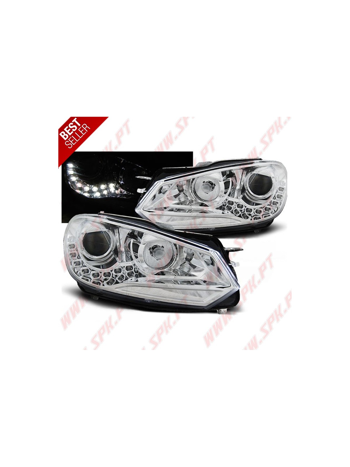 Faróis LED DRL V.2 / Chrome - VW Golf 6 (2008-2012) Faróis LED DRL V.2 / Chrome - VW Golf 6 (2008-2012)