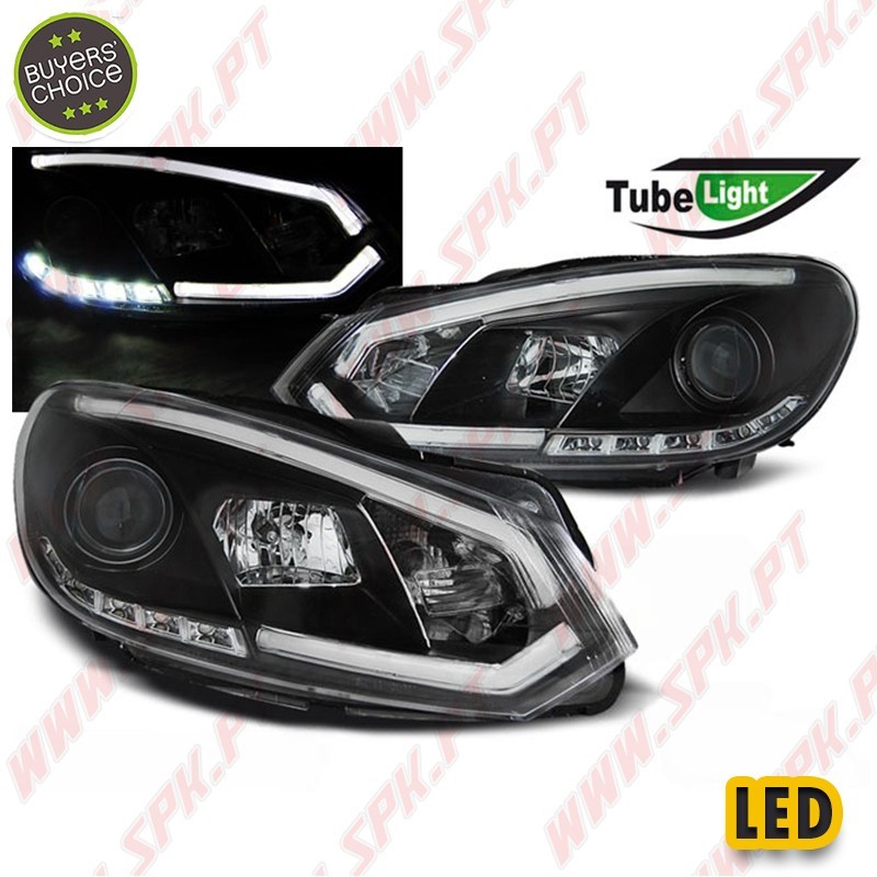 Faróis Tube-Light DRL / Black - VW Golf 6 (2008-2012) Faróis Tube-Light DRL / Black - VW Golf 6 (2008-2012)