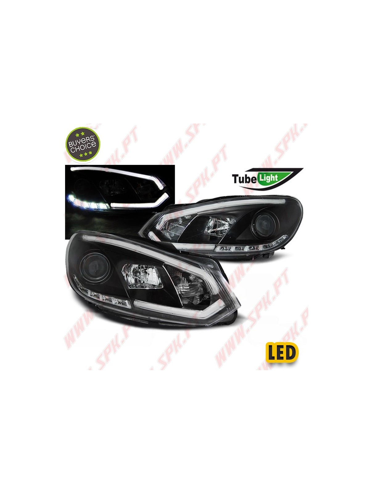 Faróis Tube-Light DRL / Black - VW Golf 6 (2008-2012) Faróis Tube-Light DRL / Black - VW Golf 6 (2008-2012)