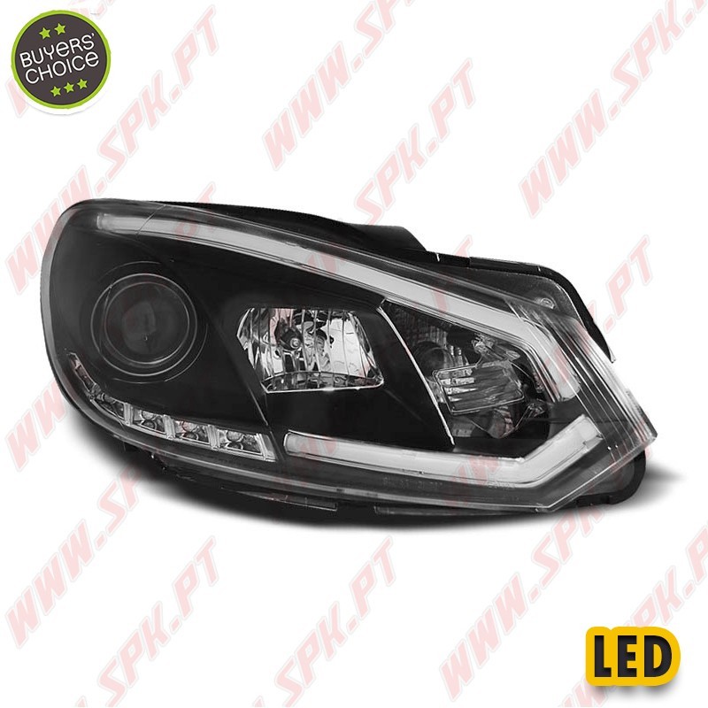 Faróis Tube-Light DRL / Black - VW Golf 6 (2008-2012) Faróis Tube-Light DRL / Black - VW Golf 6 (2008-2012)