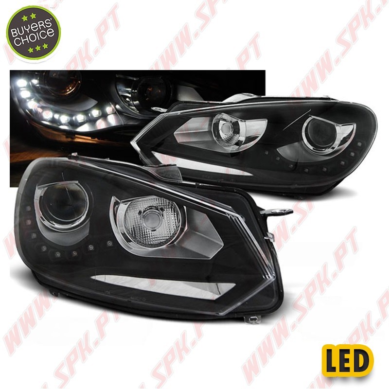 Faróis LED DRL V.4 / Black - VW Golf 6 (2008-2012) Faróis LED DRL V.4 / Black - VW Golf 6 (2008-2012)