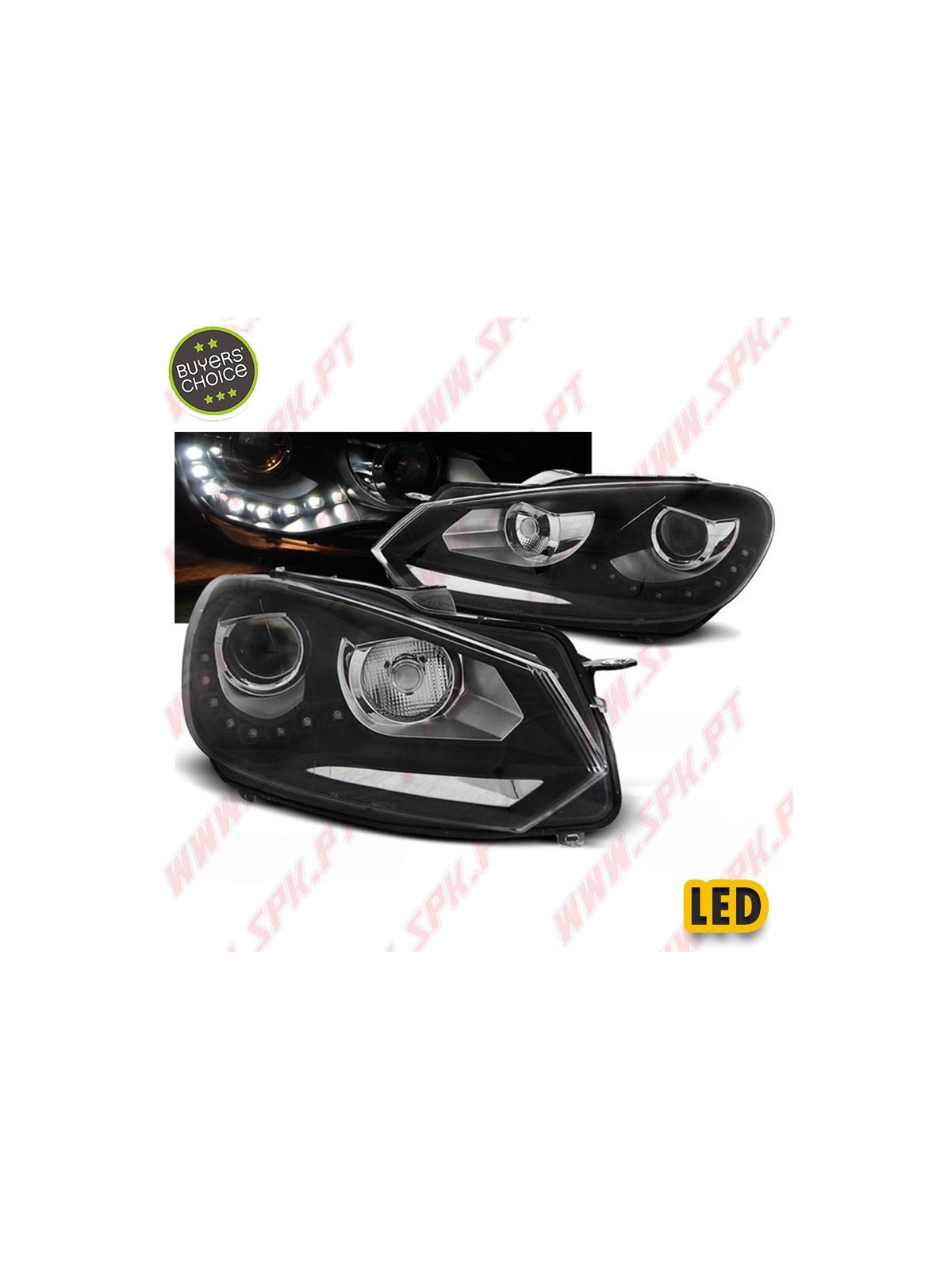 Faróis LED DRL V.4 / Black - VW Golf 6 (2008-2012) Faróis LED DRL V.4 / Black - VW Golf 6 (2008-2012)