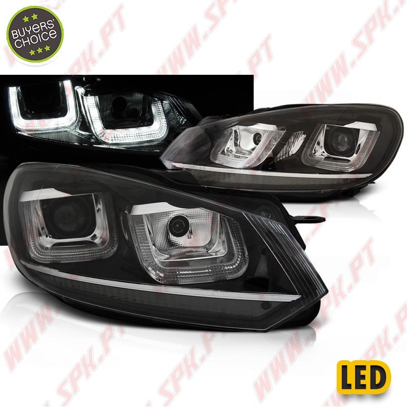 Faróis U-LED DRL / Black&Chrome - VW Golf 6 (2008-2012) Faróis U-LED DRL / Black&Chrome - VW Golf 6 (2008-2012)