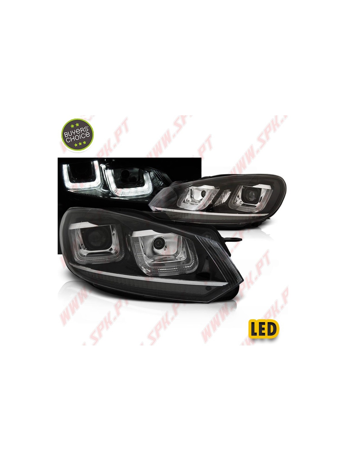 Faróis U-LED DRL / Black&Chrome - VW Golf 6 (2008-2012) Faróis U-LED DRL / Black&Chrome - VW Golf 6 (2008-2012)