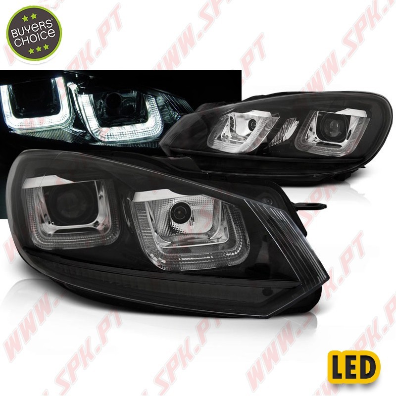 Faróis U-LED DRL / Black - VW Golf 6 (2008-2012) Faróis U-LED DRL / Black - VW Golf 6 (2008-2012)