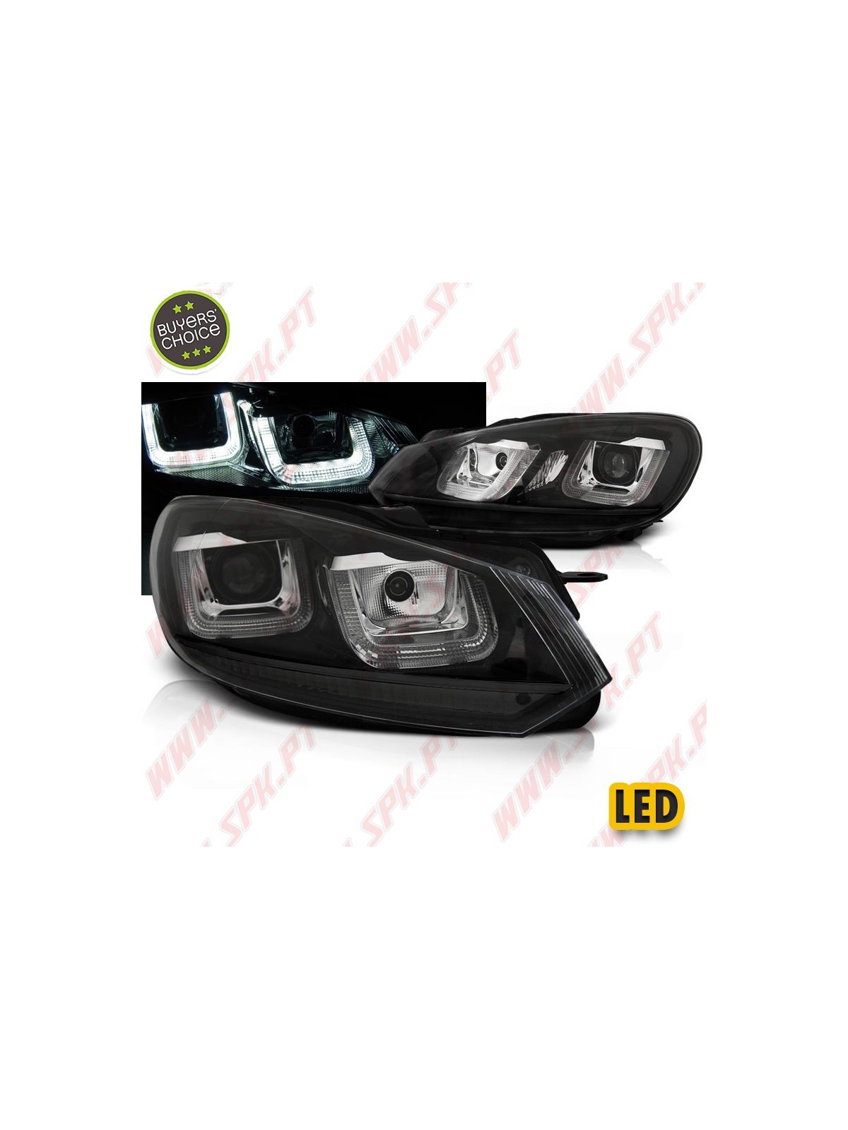 Faróis U-LED DRL / Black - VW Golf 6 (2008-2012) Faróis U-LED DRL / Black - VW Golf 6 (2008-2012)