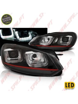 Faróis U-LED DRL / Black&Red - VW Golf 6 (2008-2012)