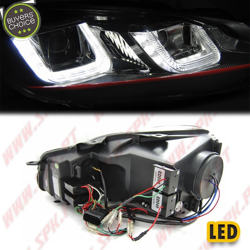 Faróis U-LED DRL / Black&Red - VW Golf 6 (2008-2012) Faróis U-LED DRL / Black&Red - VW Golf 6 (2008-2012)
