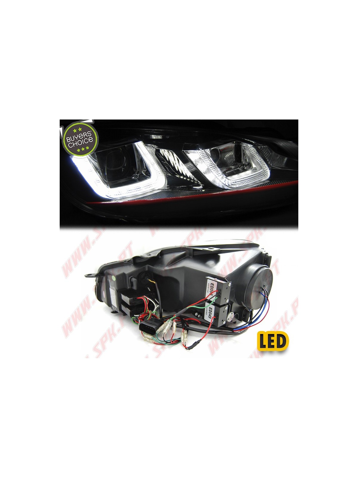 Faróis U-LED DRL / Black&Red - VW Golf 6 (2008-2012) Faróis U-LED DRL / Black&Red - VW Golf 6 (2008-2012)