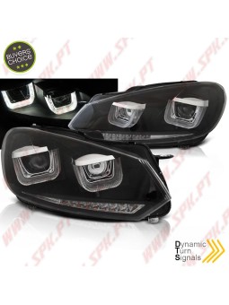 Faróis U-LED DRL Dynamic / Black - VW Golf 6 (2008-2012)