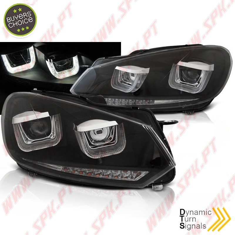 Faróis U-LED DRL Dynamic / Black - VW Golf 6 (2008-2012) Faróis U-LED DRL Dynamic / Black - VW Golf 6 (2008-2012)