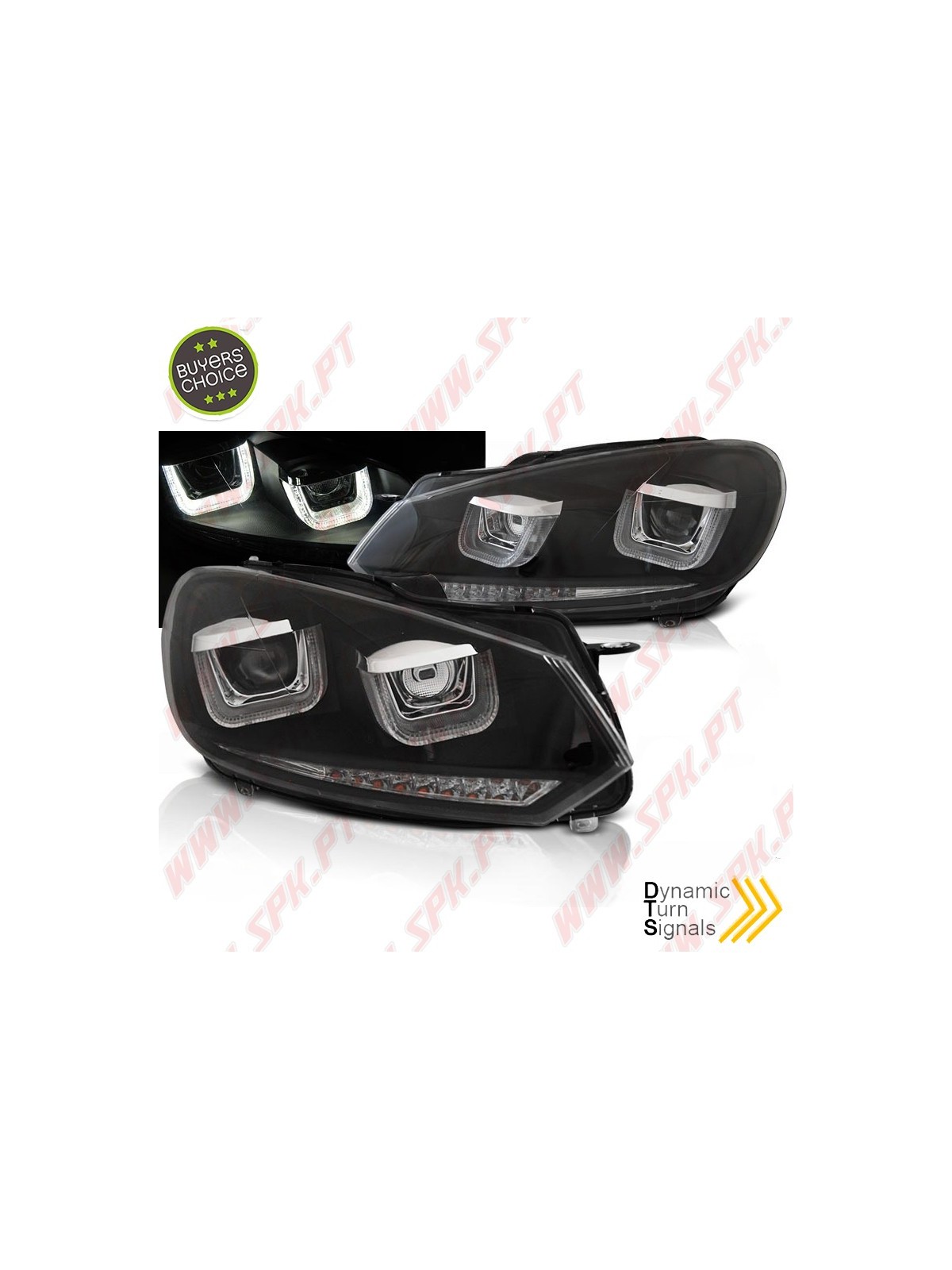 Faróis U-LED DRL Dynamic / Black - VW Golf 6 (2008-2012) Faróis U-LED DRL Dynamic / Black - VW Golf 6 (2008-2012)
