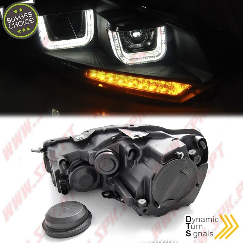 Faróis U-LED DRL Dynamic / Black - VW Golf 6 (2008-2012) Faróis U-LED DRL Dynamic / Black - VW Golf 6 (2008-2012)