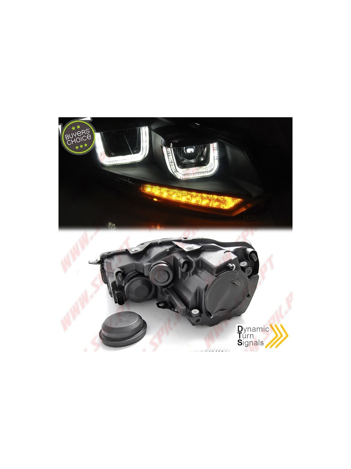 Faróis U-LED DRL Dynamic / Black - VW Golf 6 (2008-2012) Faróis U-LED DRL Dynamic / Black - VW Golf 6 (2008-2012)