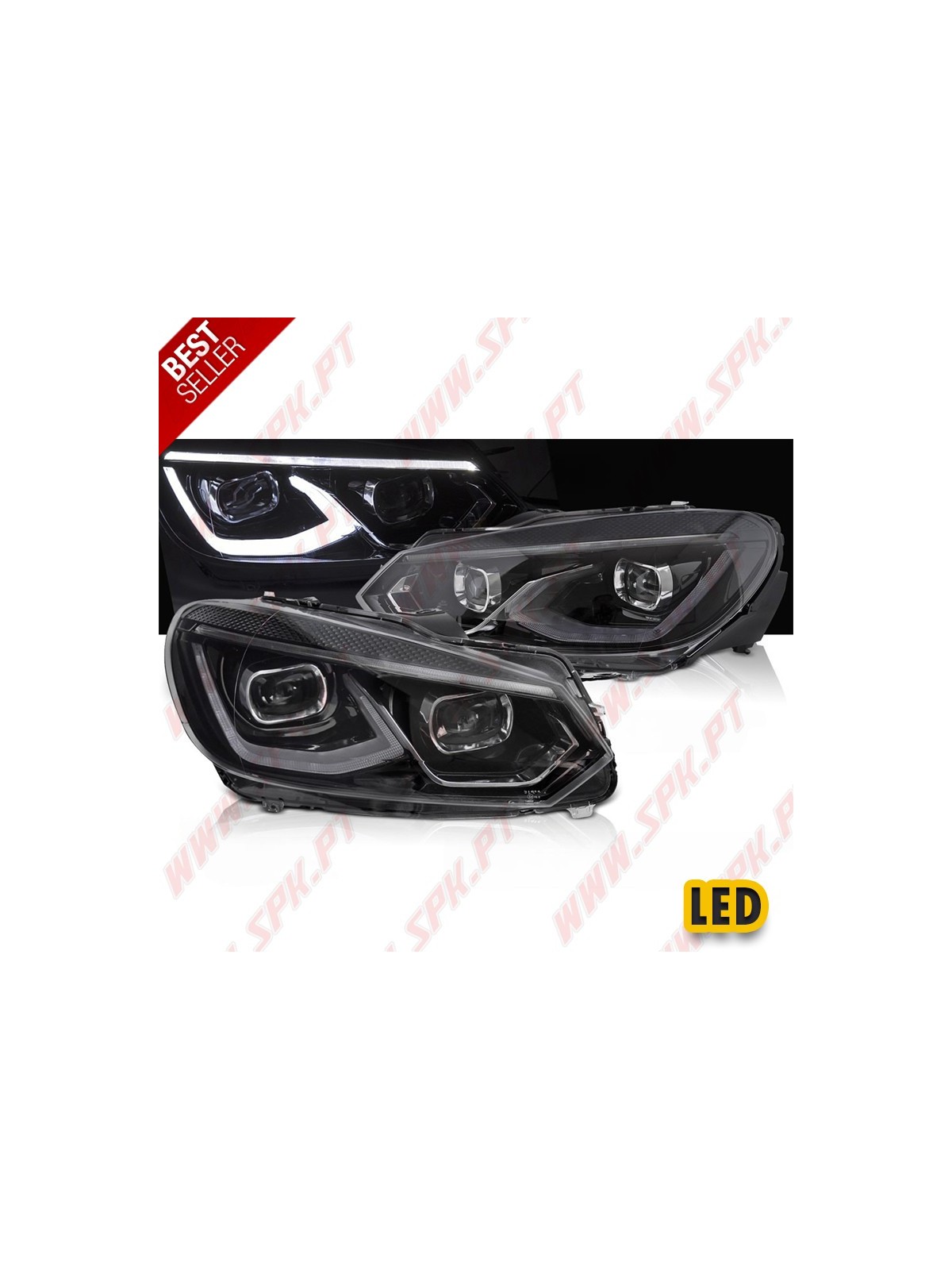 Faróis FULL-LED DRL Dynamic / Black - VW Golf 6 (2008-2012) Faróis FULL-LED DRL Dynamic / Black - VW Golf 6 (2008-2012)