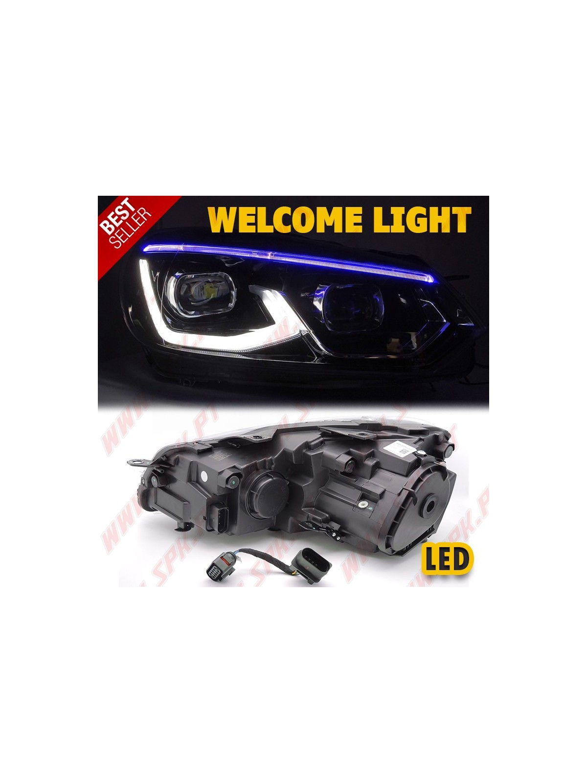 Faróis FULL-LED DRL Dynamic / Black - VW Golf 6 (2008-2012) Faróis FULL-LED DRL Dynamic / Black - VW Golf 6 (2008-2012)