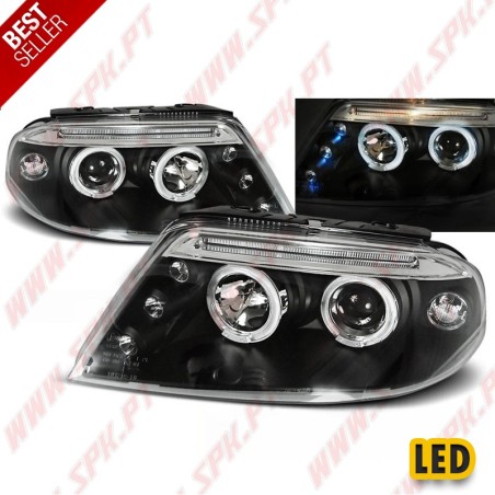 Faróis Angel Eyes LED / Black - VW Passat 3BG (2000-2005)
