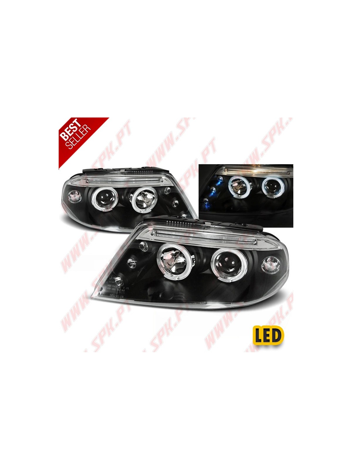 Faróis Angel Eyes LED / Black - VW Passat 3BG (2000-2005)