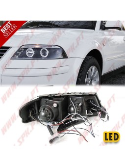 Faróis Angel Eyes LED / Black - VW Passat 3BG (2000-2005)