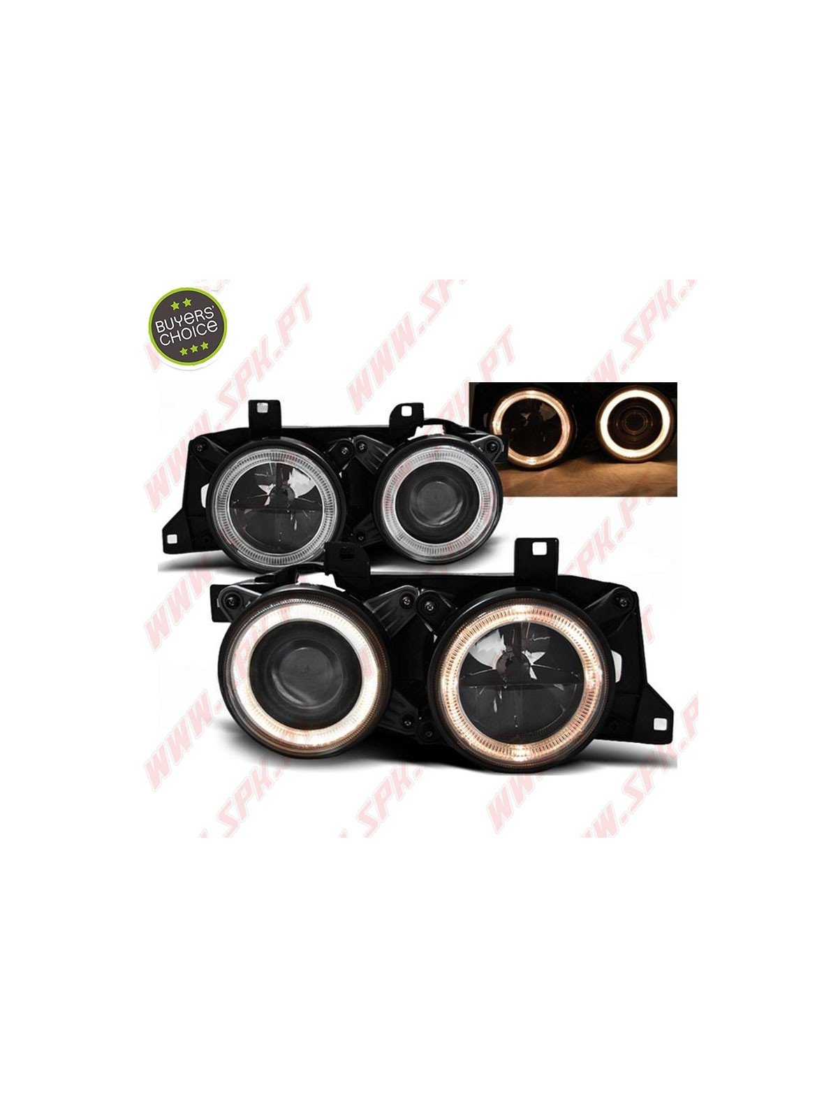 Faróis Angel Eyes Cross / Black - BMW E34 (1988-1996) Faróis Angel Eyes Cross / Black - BMW E34 (1988-1996)
