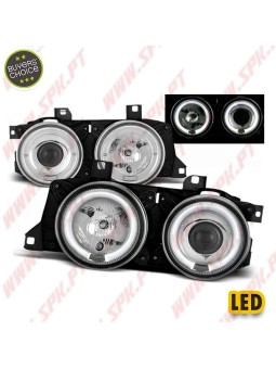 Faróis Angel Eyes LED / Chrome - BMW E34 (1988-1996)