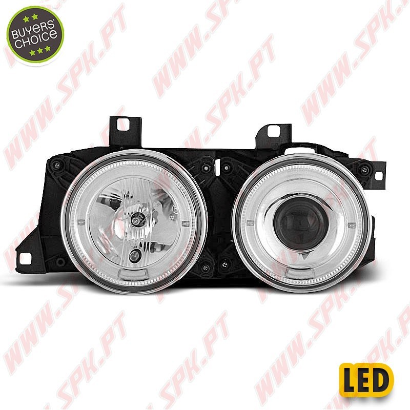 Faróis Angel Eyes LED / Chrome - BMW E34 (1988-1996) Faróis Angel Eyes LED / Chrome - BMW E34 (1988-1996)