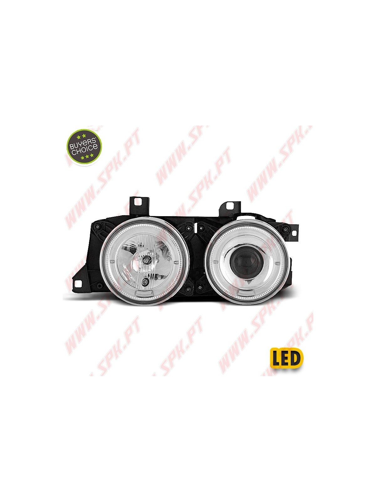 Faróis Angel Eyes LED / Chrome - BMW E34 (1988-1996) Faróis Angel Eyes LED / Chrome - BMW E34 (1988-1996)