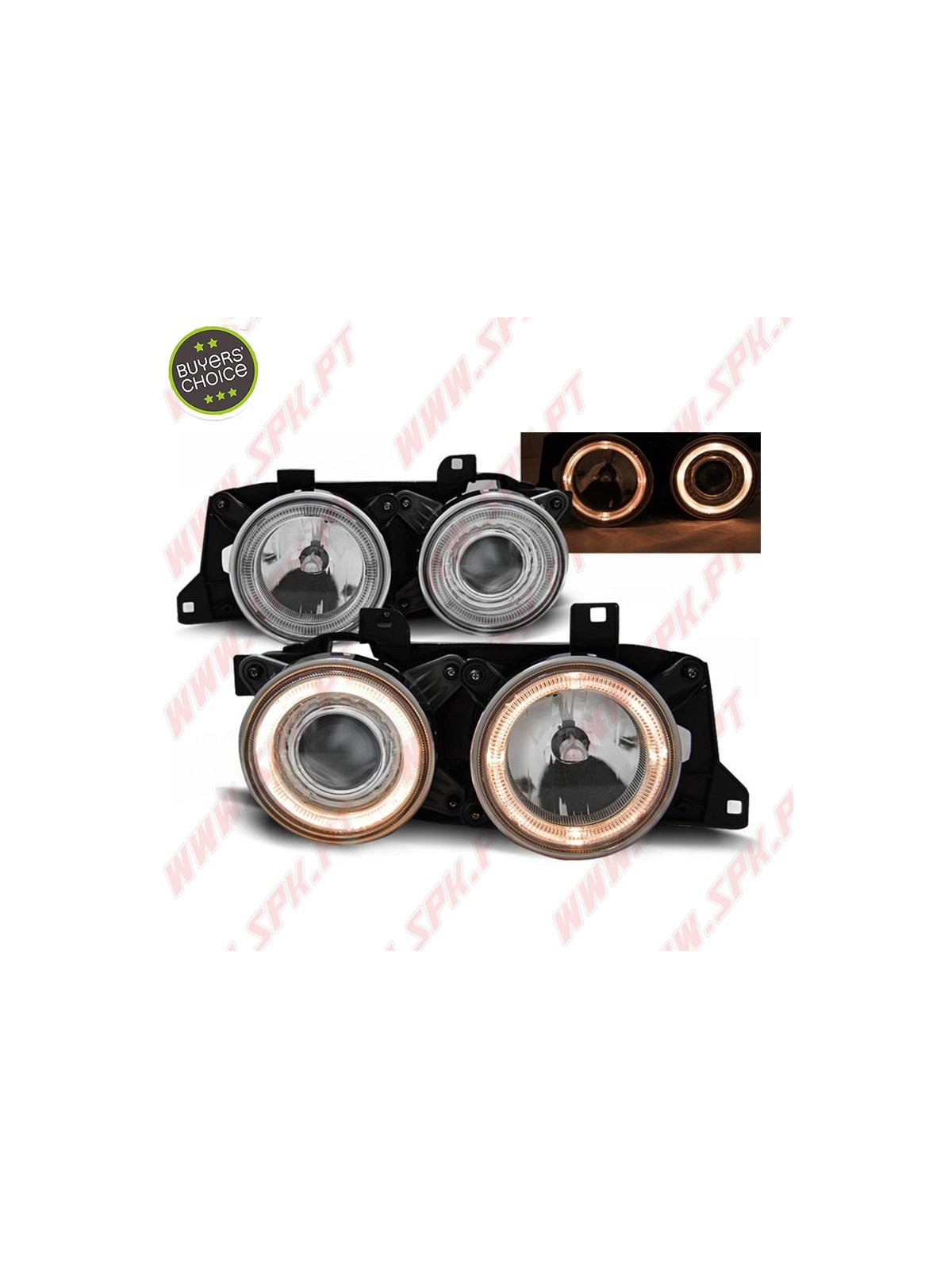 Faróis Angel Eyes / Chrome - BMW E34 (1988-1996) Faróis Angel Eyes / Chrome - BMW E34 (1988-1996)