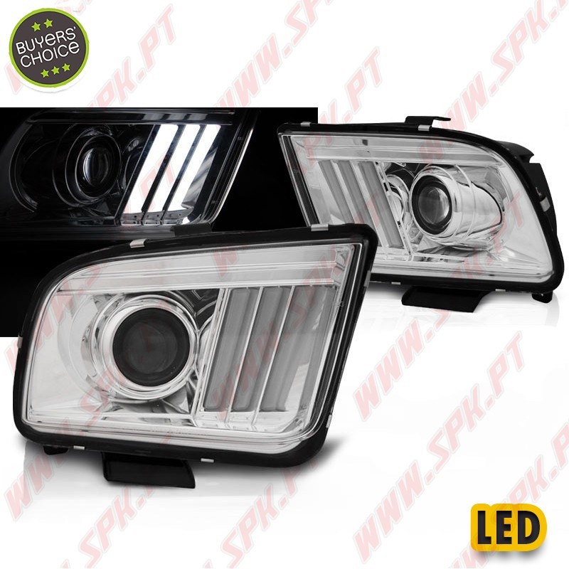 Faróis LED / Tube-Light Chrome - Ford Mustang 4 (2004-2009) Faróis LED / Tube-Light Chrome - Ford Mustang 4 (2004-2009)