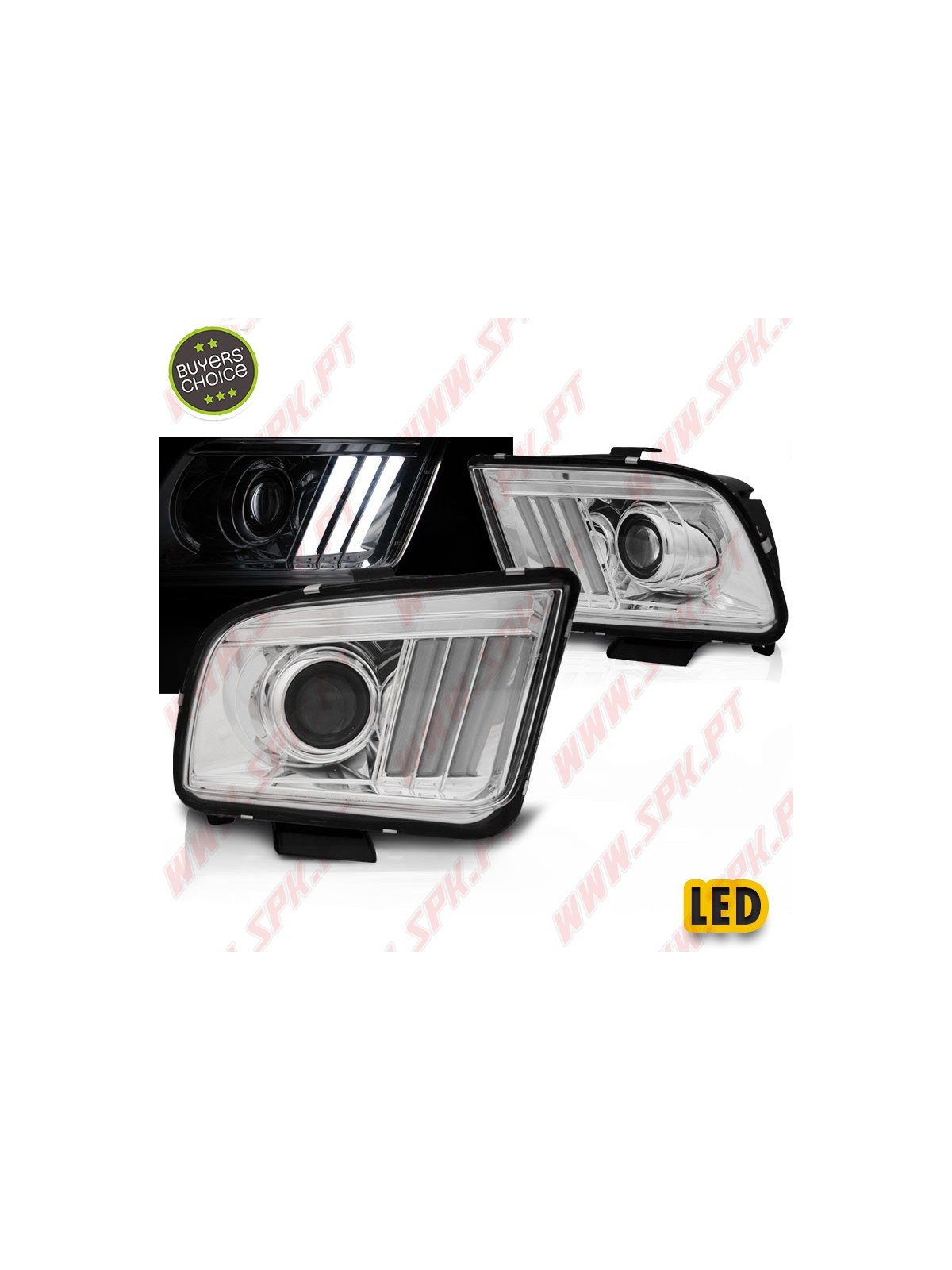 Faróis LED / Tube-Light Chrome - Ford Mustang 4 (2004-2009) Faróis LED / Tube-Light Chrome - Ford Mustang 4 (2004-2009)