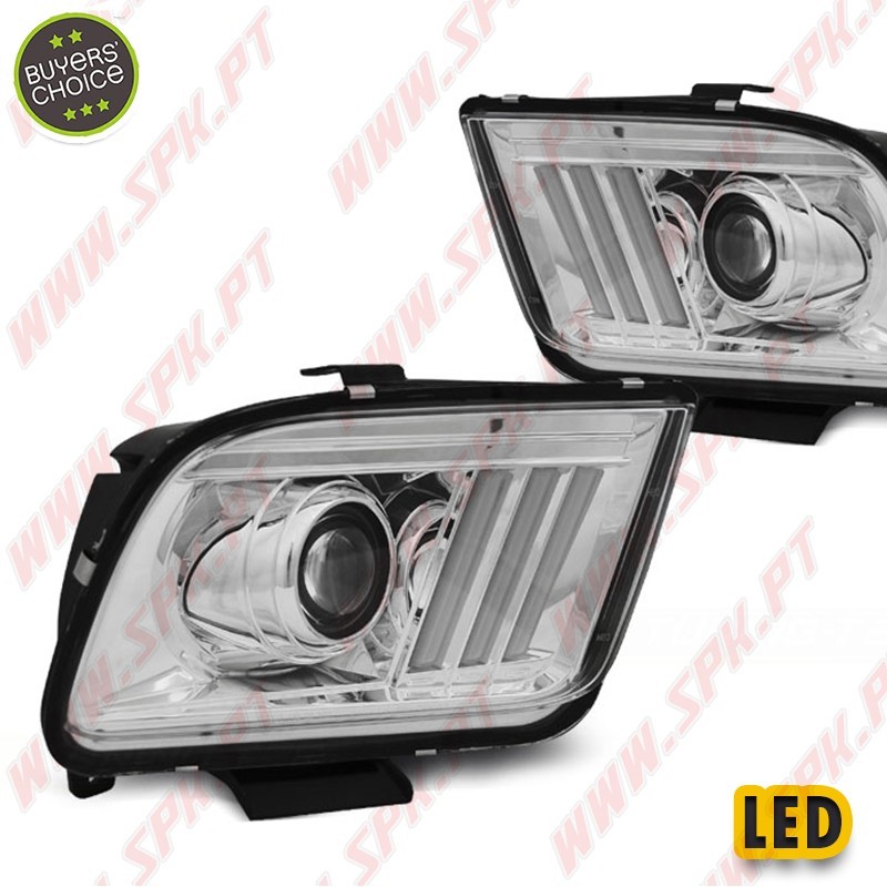 Faróis LED / Tube-Light Chrome - Ford Mustang 4 (2004-2009) Faróis LED / Tube-Light Chrome - Ford Mustang 4 (2004-2009)
