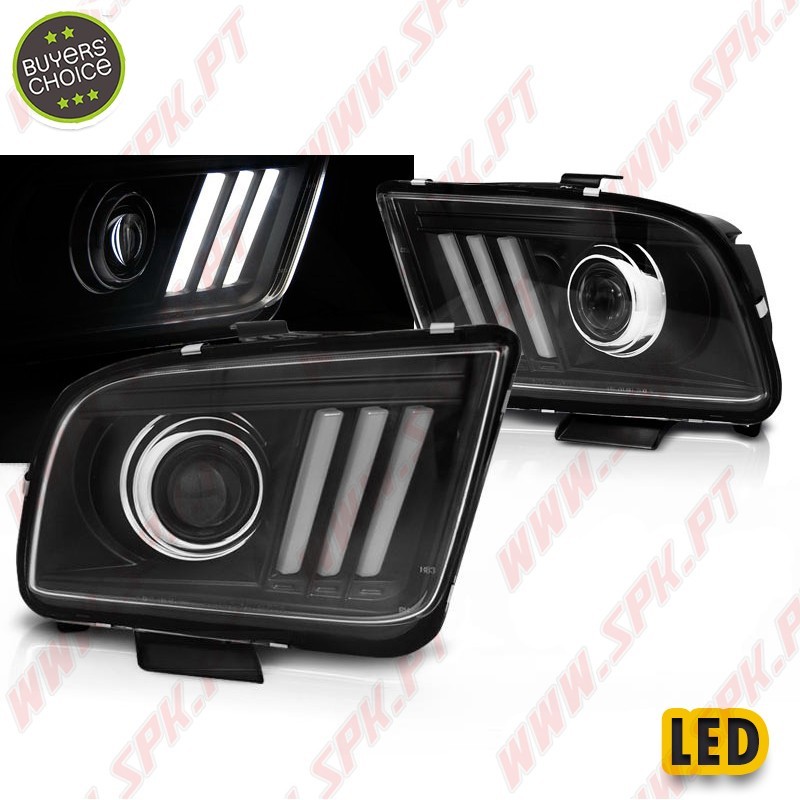 Faróis LED / Tube-Light Black - Ford Mustang 4 (2004-2009) Faróis LED / Tube-Light Black - Ford Mustang 4 (2004-2009)
