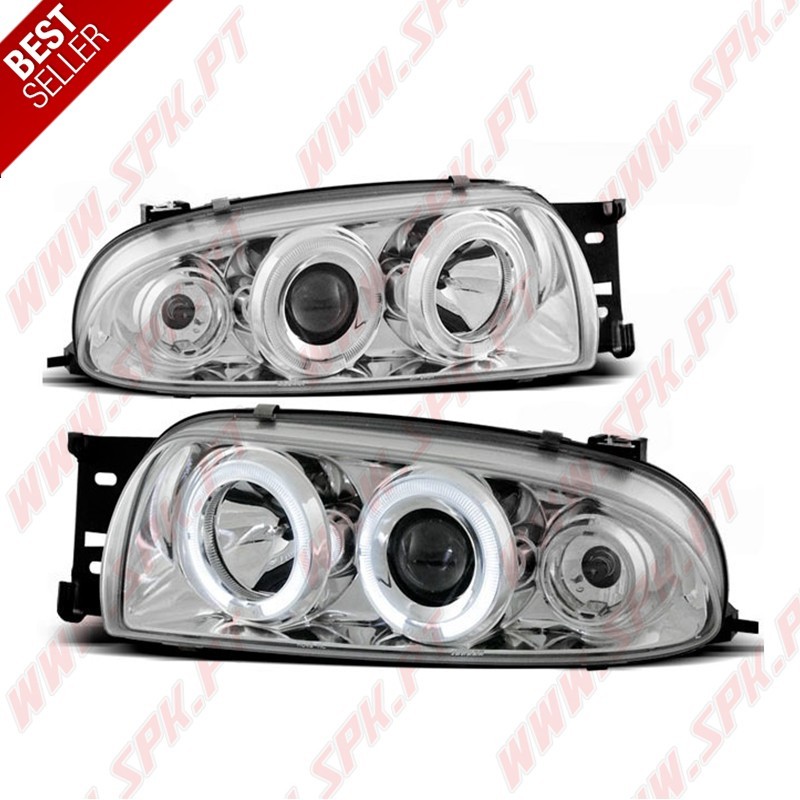 Faróis Angel Eyes Chrome - Ford Fiesta 4 (1995-1999) Faróis Angel Eyes Chrome - Ford Fiesta 4 (1995-1999)