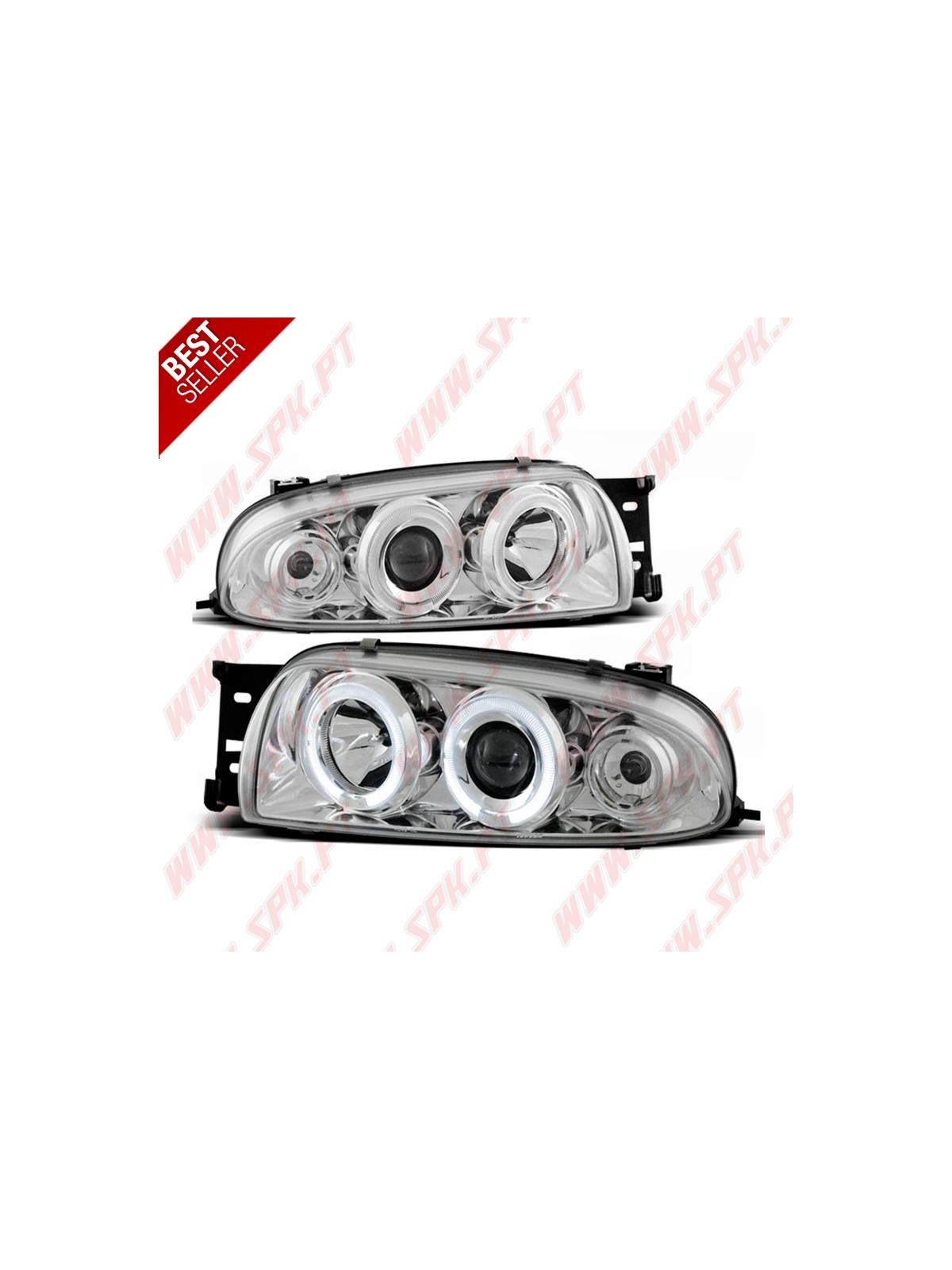 Faróis Angel Eyes Chrome - Ford Fiesta 4 (1995-1999) Faróis Angel Eyes Chrome - Ford Fiesta 4 (1995-1999)