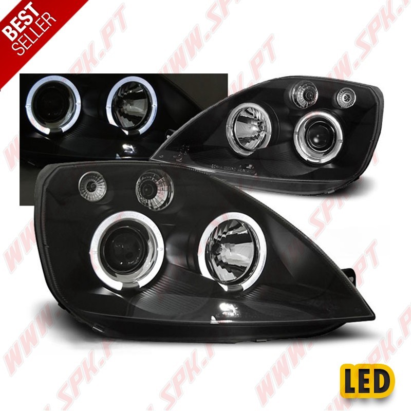 Faróis Angel Eyes Black - Ford Fiesta 5 (2002-2005) Faróis Angel Eyes Black - Ford Fiesta 5 (2002-2005)