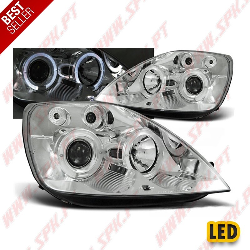 Faróis Angel Eyes Chrome - Ford Fiesta 5 (2002-2005) Faróis Angel Eyes Chrome - Ford Fiesta 5 (2002-2005)