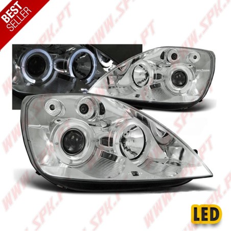 Faróis Angel Eyes Chrome - Ford Fiesta 5 (2002-2005)