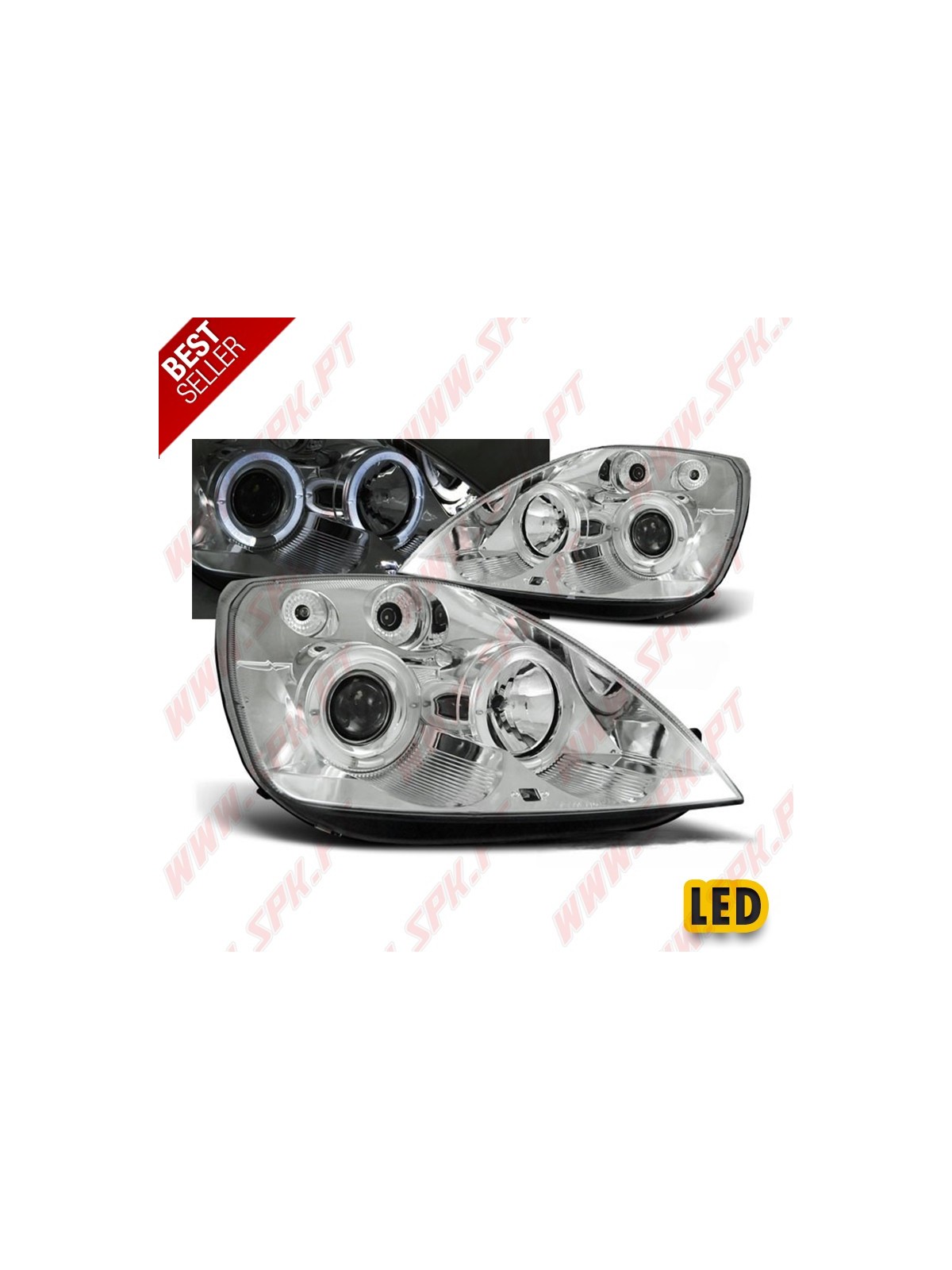 Faróis Angel Eyes Chrome - Ford Fiesta 5 (2002-2005) Faróis Angel Eyes Chrome - Ford Fiesta 5 (2002-2005)