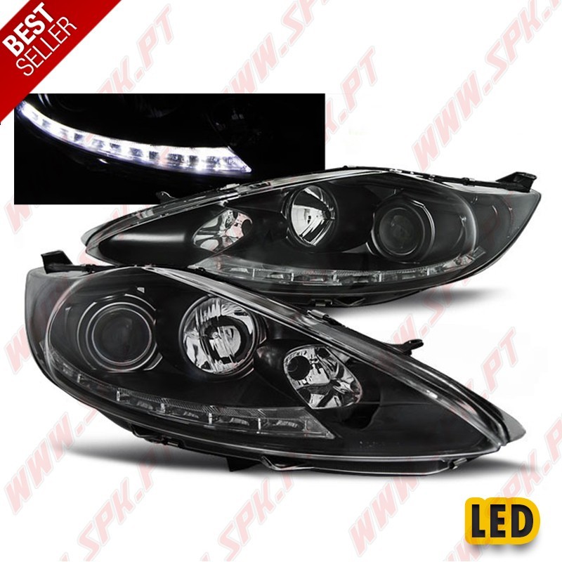 Faróis Look DRL LED Black - Ford Fiesta (2008-2012)