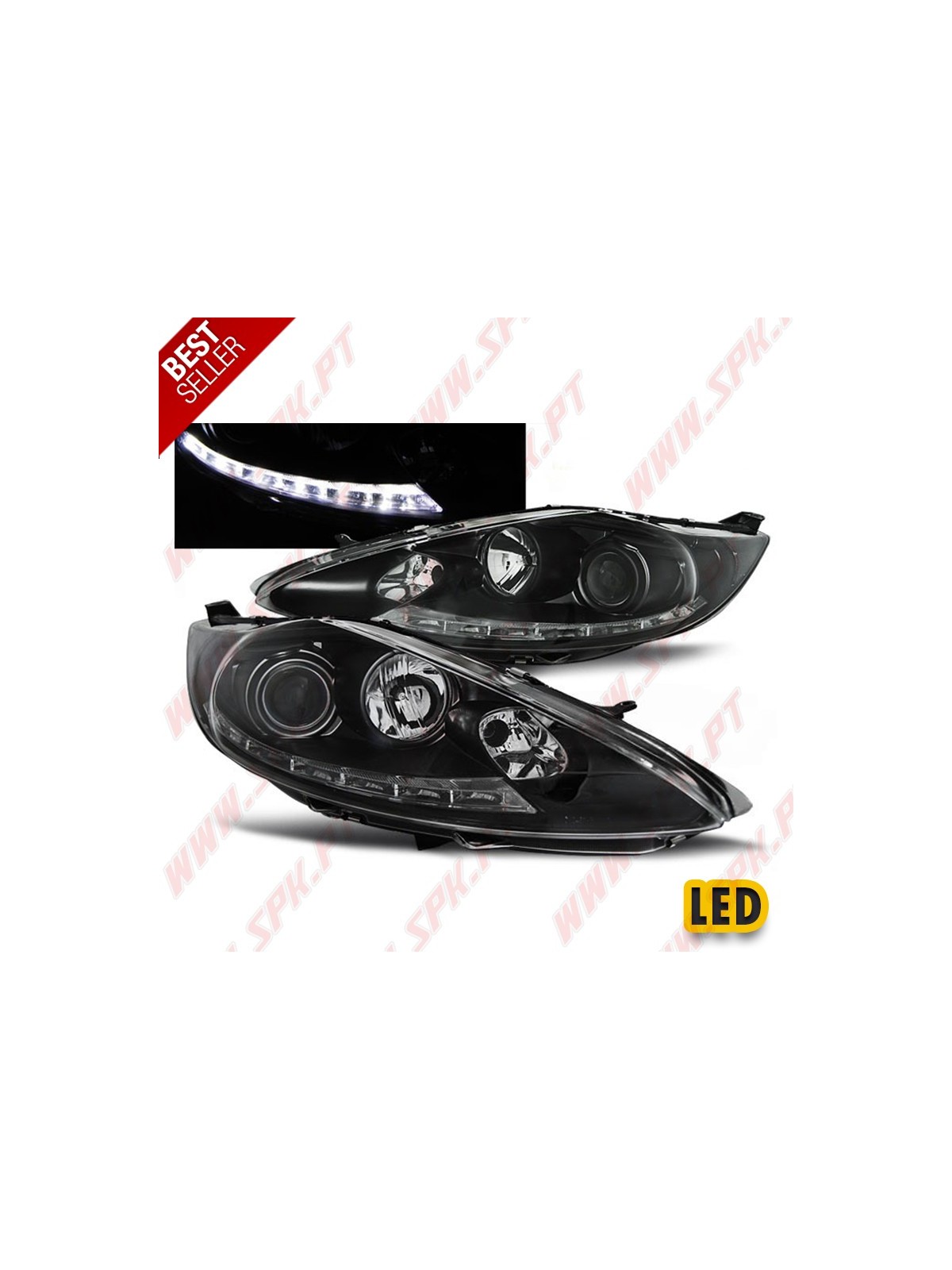 Faróis Look DRL LED Black - Ford Fiesta (2008-2012)