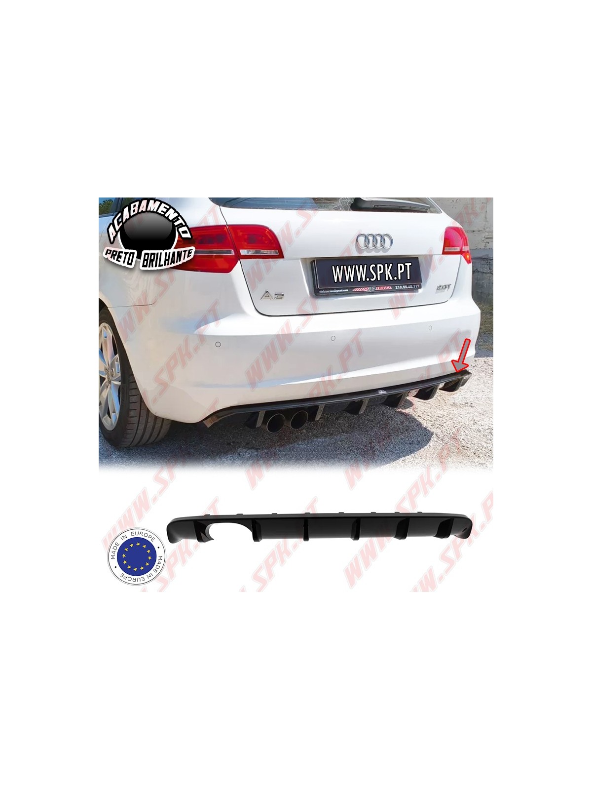 Difusor Traseiro - Audi A3 8P Sportback (2008-2012) Difusor Traseiro - Audi A3 8P Sportback (2008-2012)