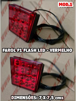 Farol Traseiro LED Look F1 V.1 RED - Dupla Função (Presença + Stop Flash)
