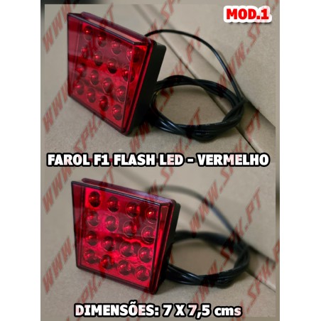 Farol Traseiro LED Look F1 V.1 RED - Dupla Função (Presença + Stop Flash)