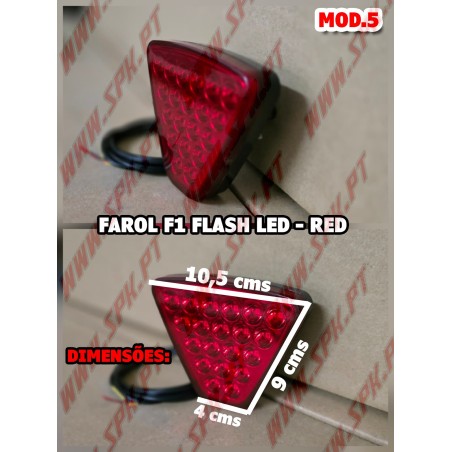Farol Traseiro LED Look F1 V.5 RED - Dupla Função (Presença + Stop Flash)