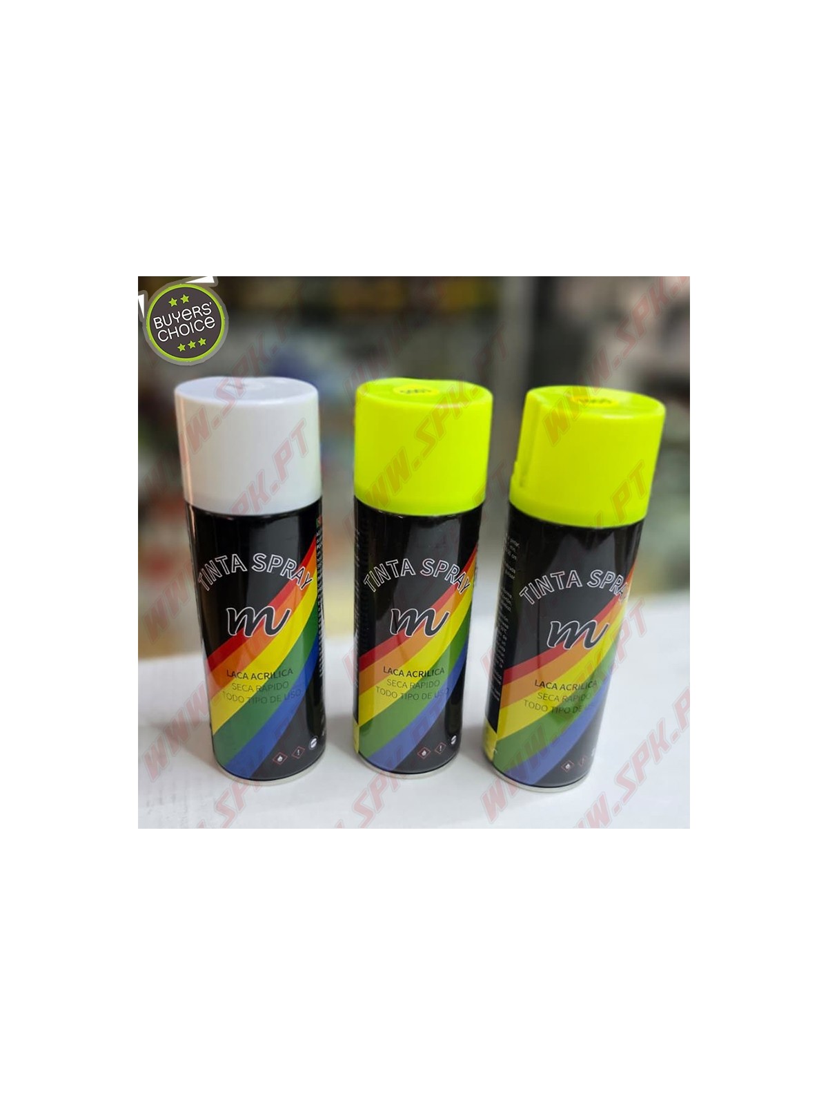 Pack 3X Sprays Tinta 400ml (Branco + Amarelo Neon) Pack 3X Sprays Tinta 400ml (Branco + Amarelo Neon)