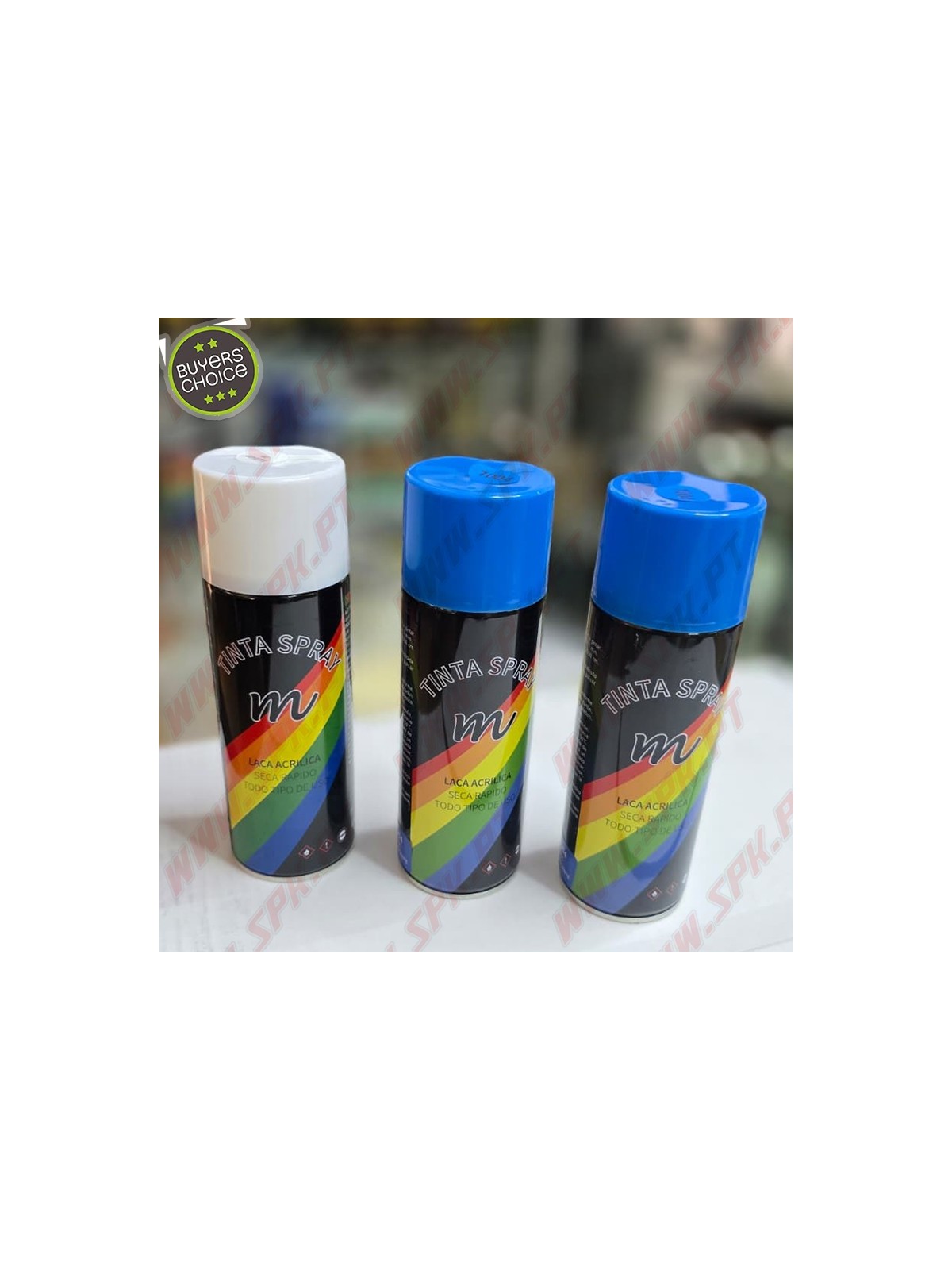 Pack 3X Sprays Tinta 400ml (Branco + Azul Neon) Pack 3X Sprays Tinta 400ml (Branco + Azul Neon)