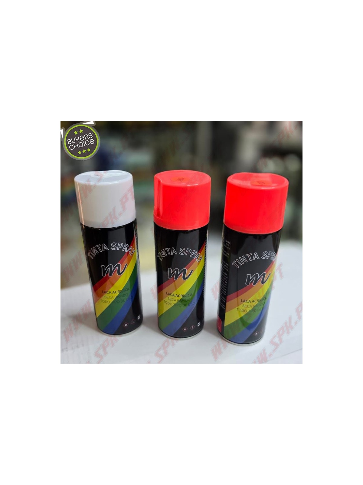 Pack 3X Sprays Tinta 400ml (Branco + Vermelho Neon) Pack 3X Sprays Tinta 400ml (Branco + Vermelho Neon)