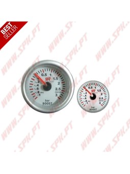 Manómetro Pressão de Turbo 3 BAR - "White Edition" - 52mm