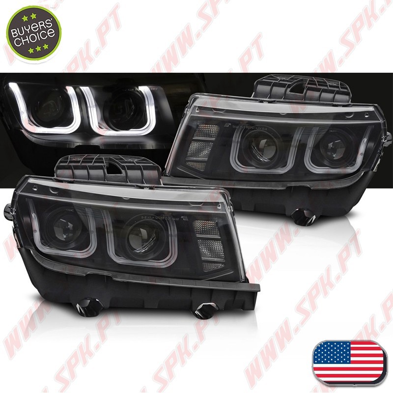Faróis LED U-Type / Black - Chevrolet Camaro (2013-2015) Faróis LED U-Type / Black - Chevrolet Camaro (2013-2015)