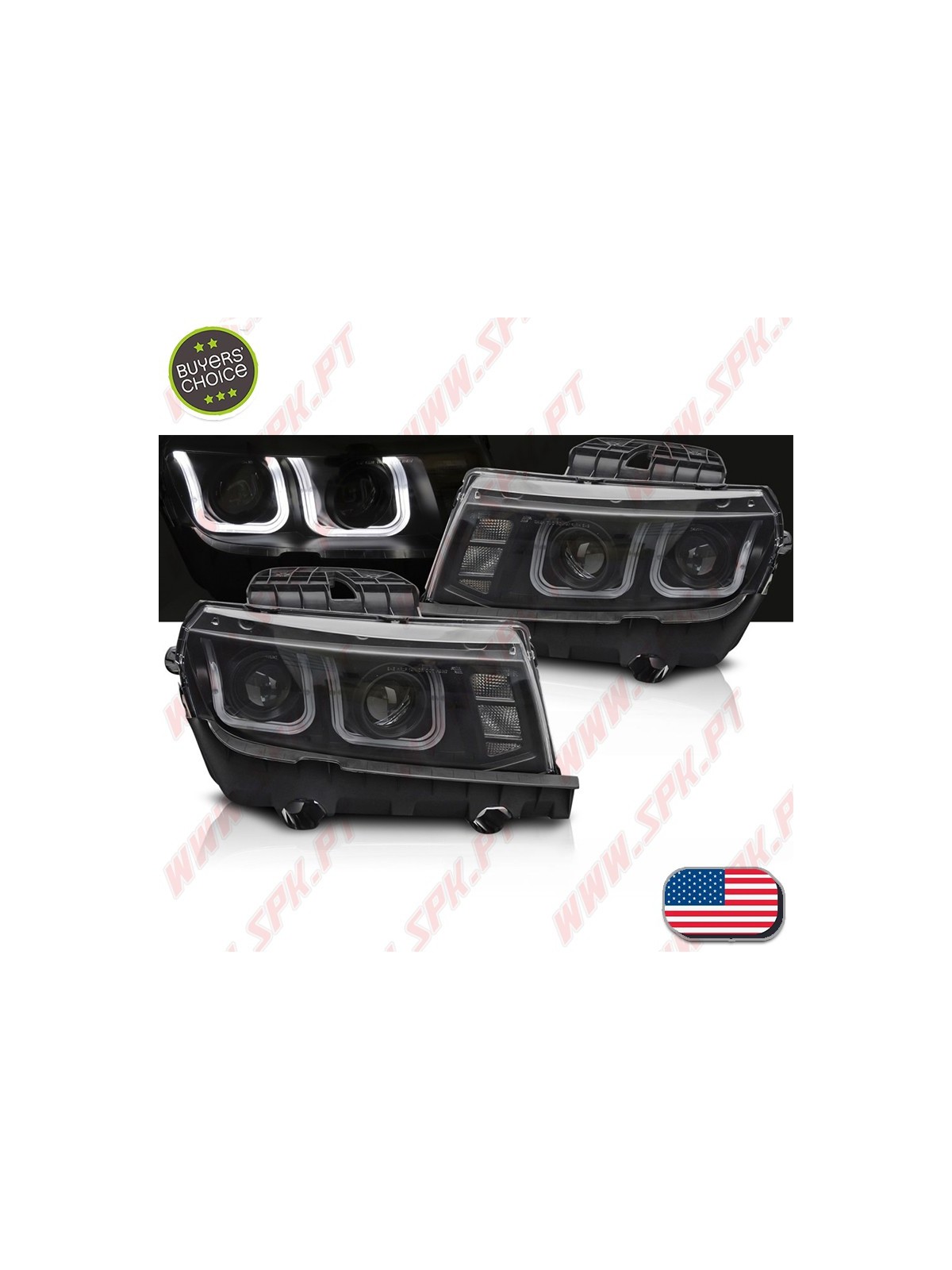 Faróis LED U-Type / Black - Chevrolet Camaro (2013-2015) Faróis LED U-Type / Black - Chevrolet Camaro (2013-2015)